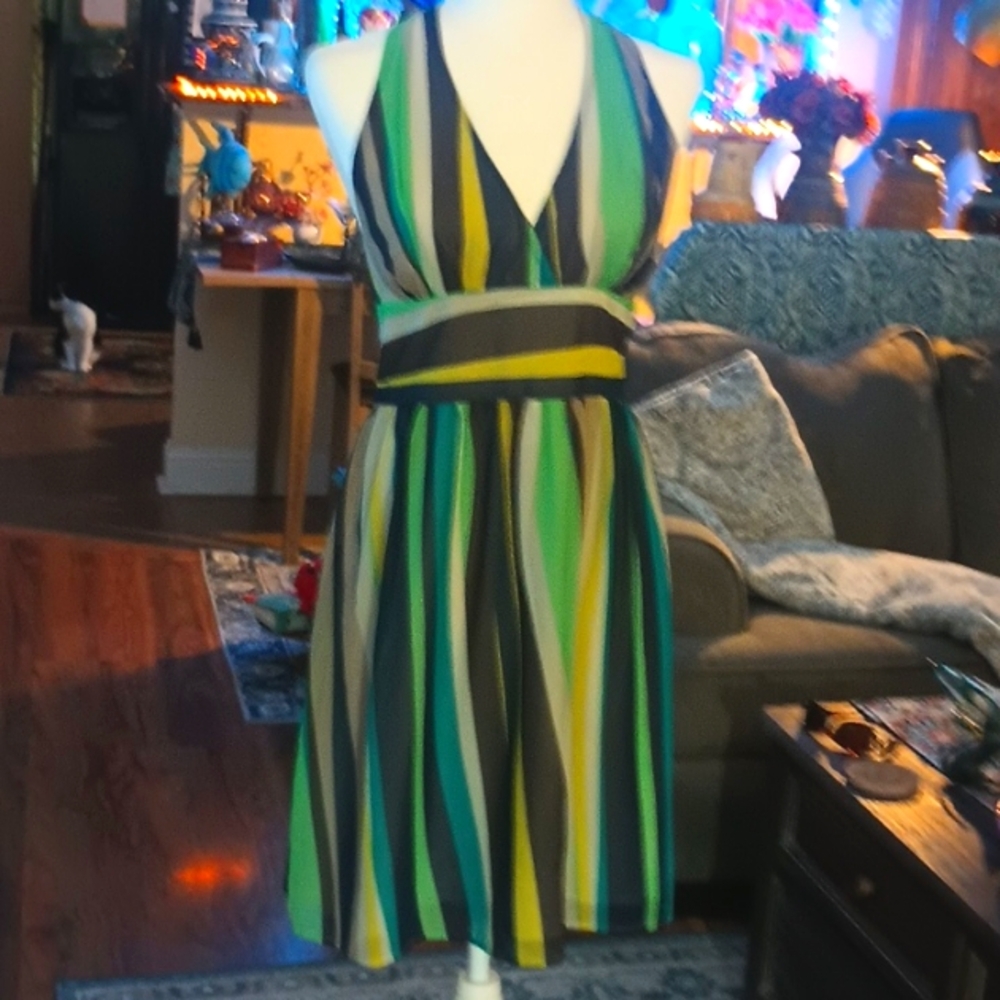 Banana Republic Green and Blue Halter Sundress